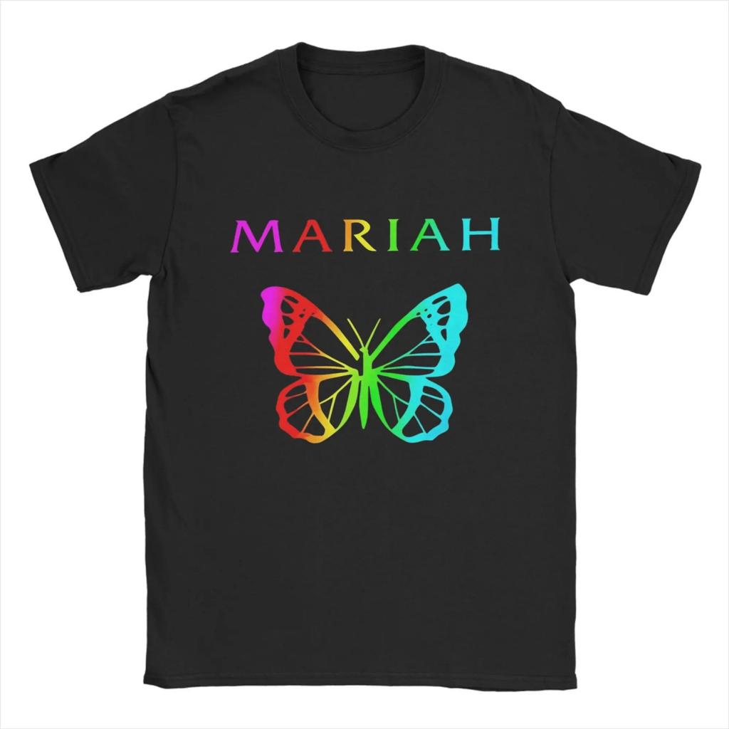 Mariah Carey Tričko Letní Zpěvačka Barevné Motýlí Logo Hip Hop Pánské Bavlněné Kulatý Výstřih Nadměrné Velikosti Trička Krátký Rukáv Vintage Topy