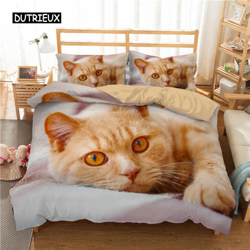 Cute Cat Dog Duvet Cover Bedding Set Animal Pet Duvet Cover Bedding Cover 2/3pcs Comforter Cover Home Decoration Women Children