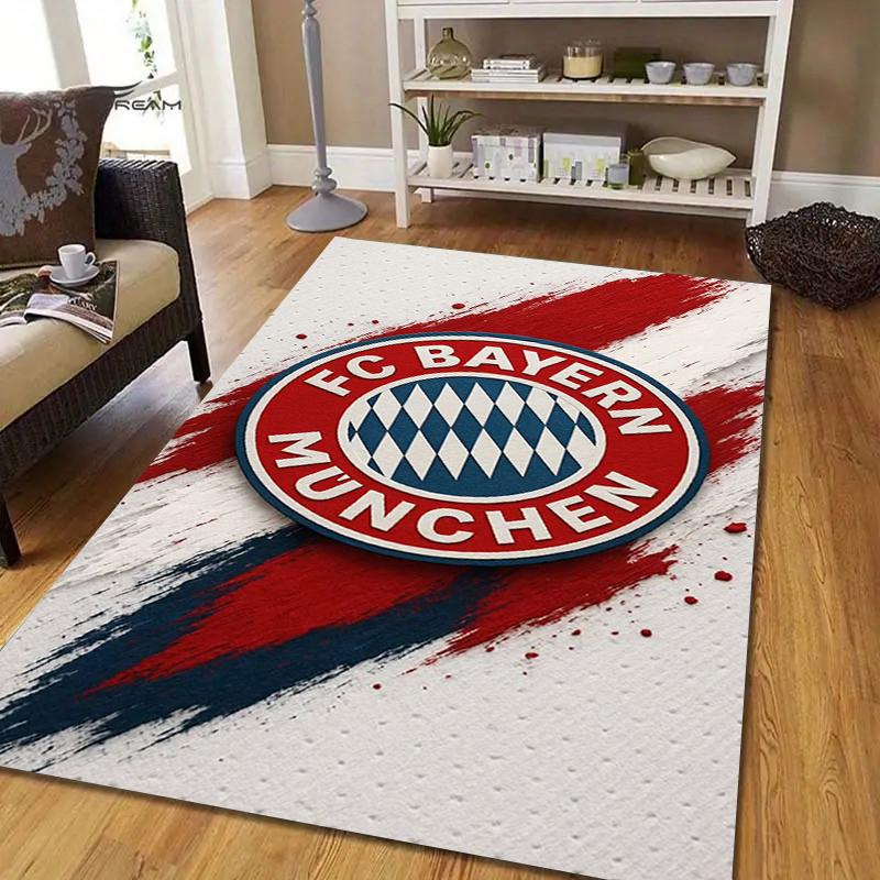 Bayern Munich Crest Style Crystal Velvet Rug, Soft Anti‑Slip Crystal Velvet Carpet for Living Room Bedroom Home Decor
