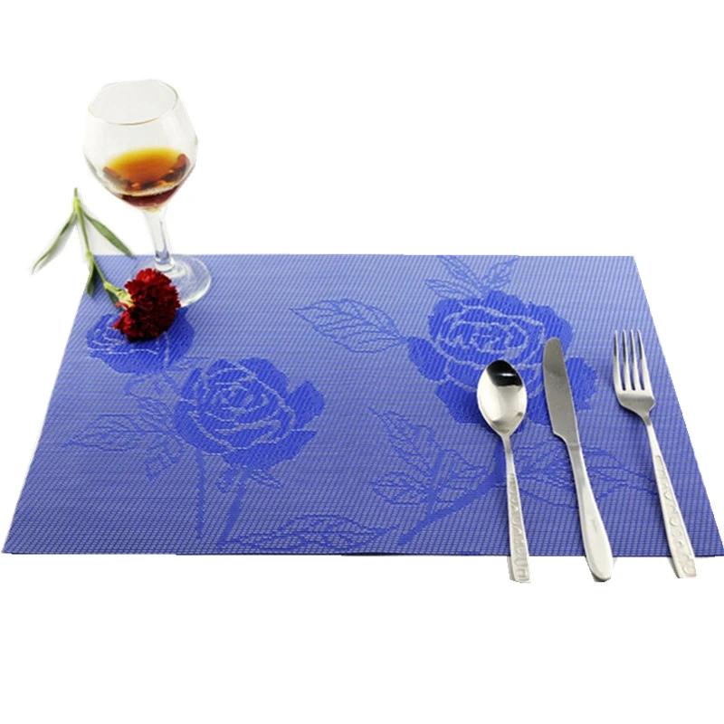 1Pc 30x45cm Love Heart Rose Pattern PVC Placemat Home Dinner Table Mat Valentine Day Wedding Party Decoration