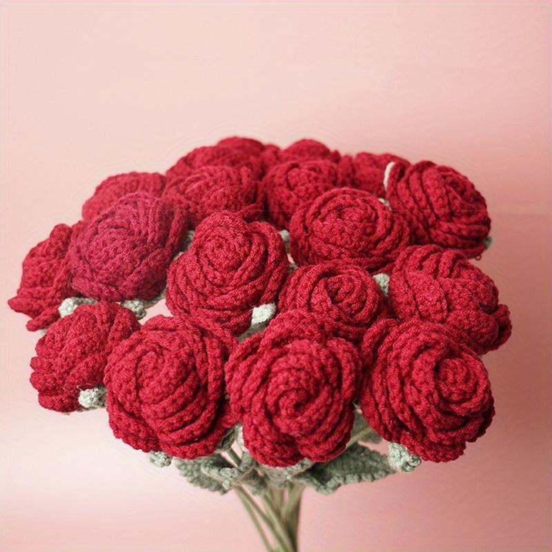 Rose Tricotée Bouquet Simple Fleur Artificielle pour Décoration de Maison et Centre de Table de Mariage