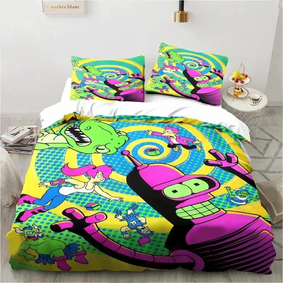 Filtration Facilities Unisex Carton Futuramas Bender Beding Set Soft Duvet Cover Bed Linen Set Comfortable Quilt Cover Pilowcase Warm Comforter King Quen Sized Dimensions Young