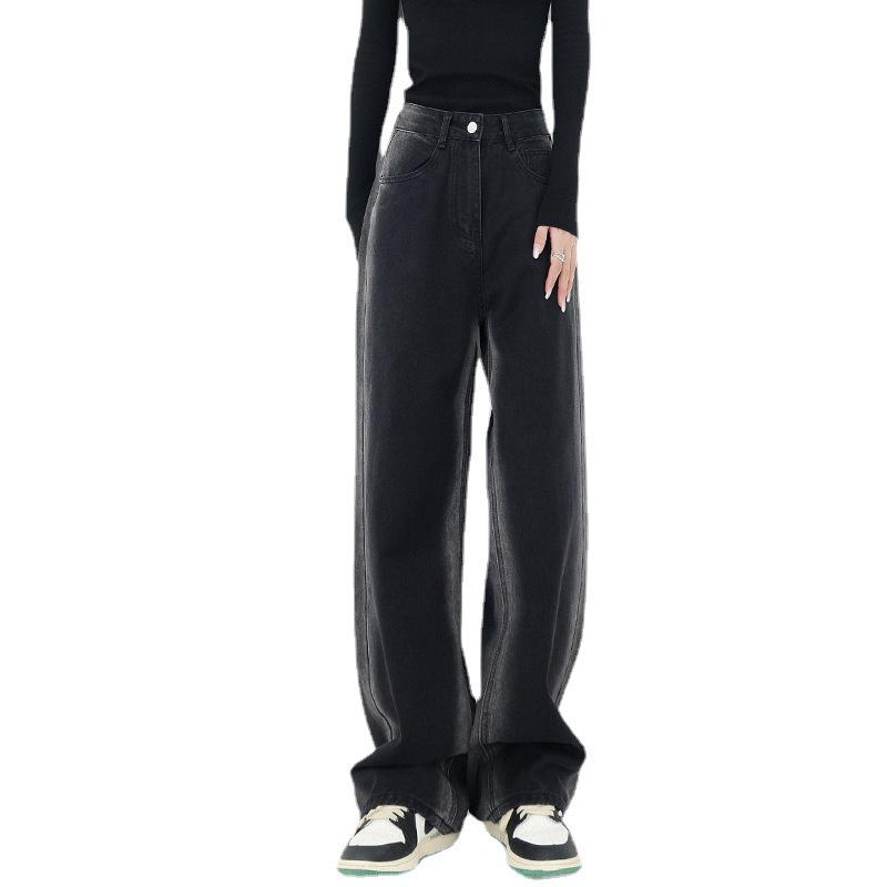 Women's Warm Gradient Fleece-Lined High Waist Wide-Leg Jeans - Autumn/Winter
