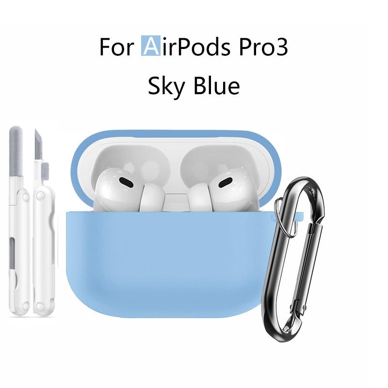 

для AirPods Pro 3 Чехол (2025) с подставкой для телефона и набором для чистки Магнитный чехол с автоматической защелкой для AirPods Pro 3-го поколения for AirPods Pro 3 небесно-голубой