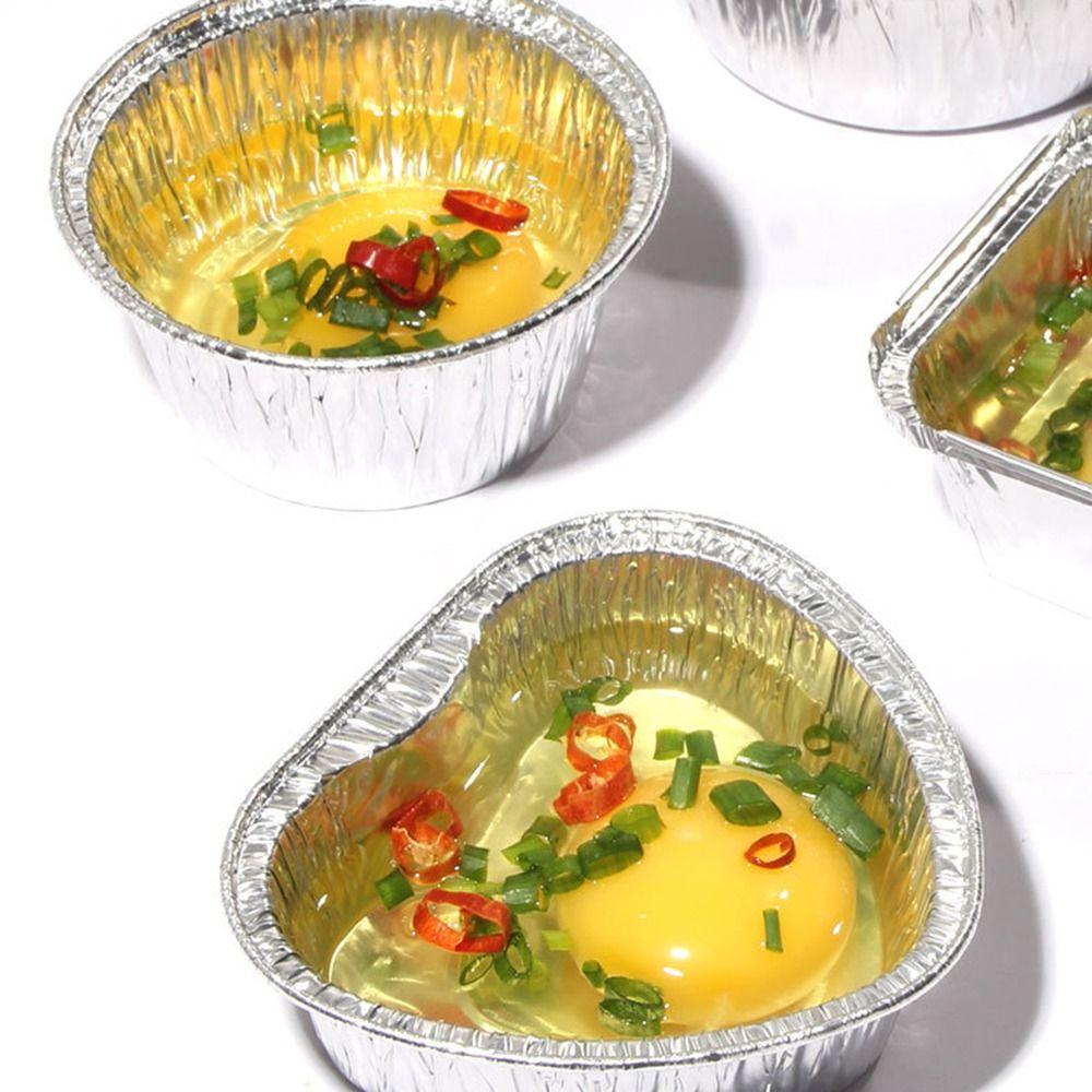 100Pcs Aluminum Tin Foil Baking Cup Tray Heart/Round/Square Tinfoil Tray Baking Pans  Pudding