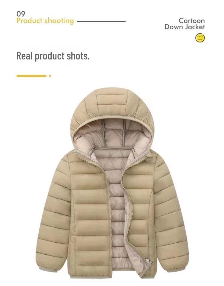 Unisex Children's Hooded Down Jacket - Lightweight, Warm Autumn & Winter Outerwear for Medium & Large Kids