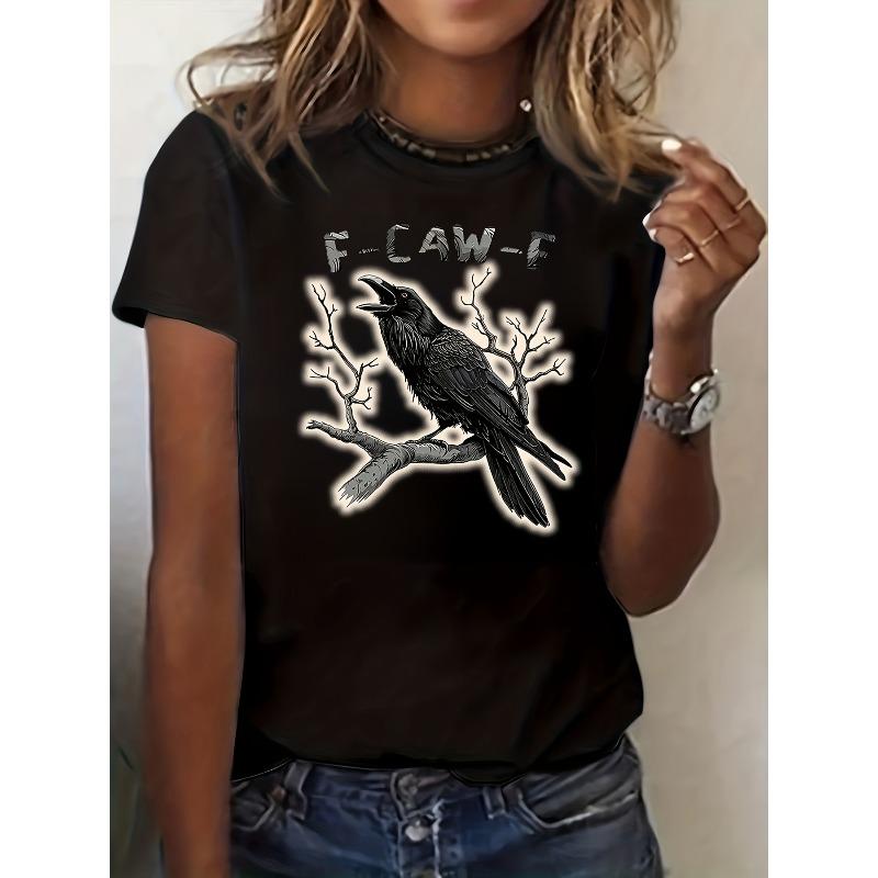 

European Size Fashionable Letter Print Women S T-shirt - Comfortable And Relaxing, Round Neck, Suitable For All Seasons, Elegant And Casual Top 4XL