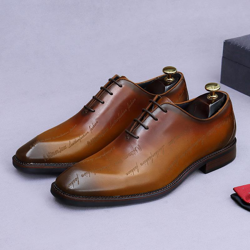 Leather Shoes Men's Genuine Leather Dress Business Whole Leather Oxford Shoes High-end Genuine British Shoes