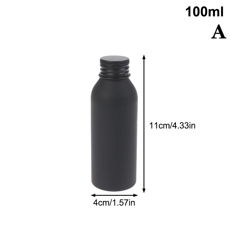 40Ml-250Ml Black Frosted Aluminum Bottle With Cap Perfume Lotion Cosmetic Toner Water Bottle Travel Protable Refillable Bottle