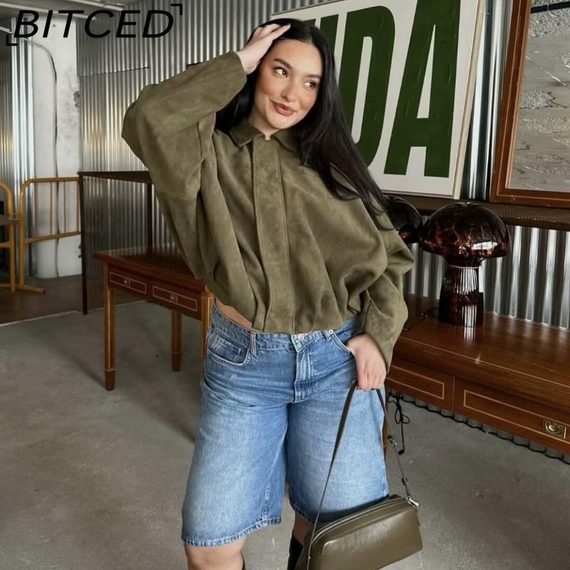 BITCED Women's Pre-Spring Fashion Suede-Effect Pilot Jacket