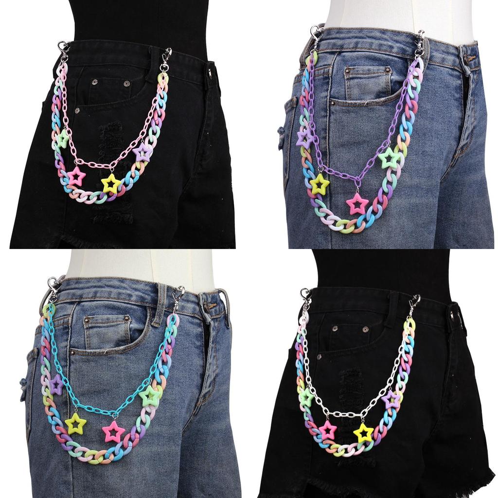 Akrylowy Wisiorek Gwiazda Łańcuszek na Talie Z Metalowymi Ogniwami Dla Mężczyzn i Kobiet