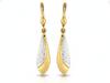 Women's Yellow and White 375 Gold Dangle Earrings with an English Clasp
