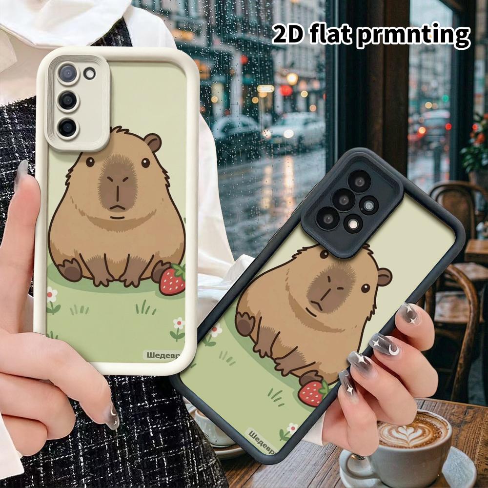 Phone Case: 2D Flat Samsung Galaxy A34 A35 M05 M06 S20 S22 S21 FE Plus 5G Layered Protective Case, Strawberry Capybara, Christmas and Halloween Gifts