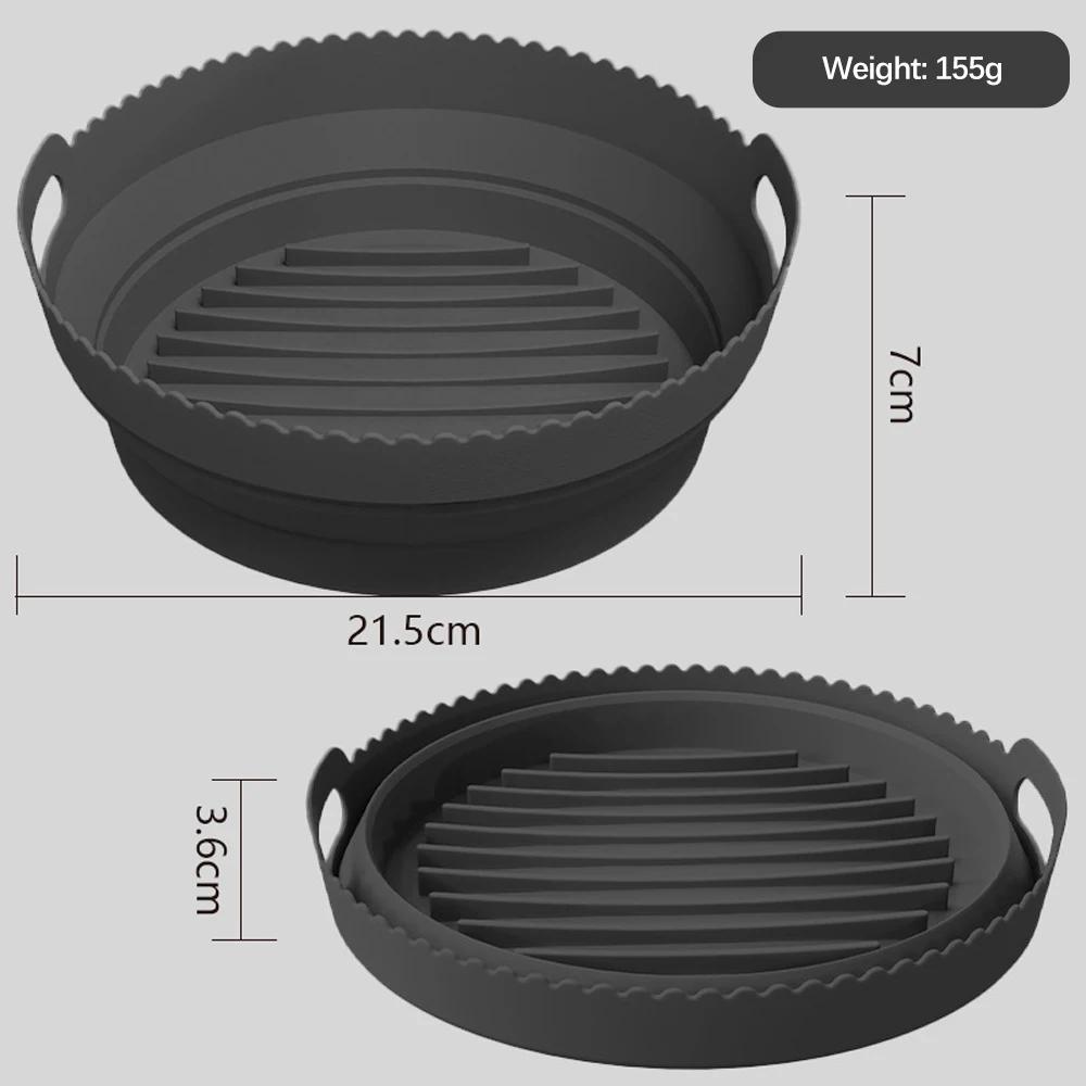 Round Reusable Foldable Bpa Free Airfryer Baking Molds NEW Air Fryer Silicone Pot Basket Plate Cooking Air Fryer Accessories