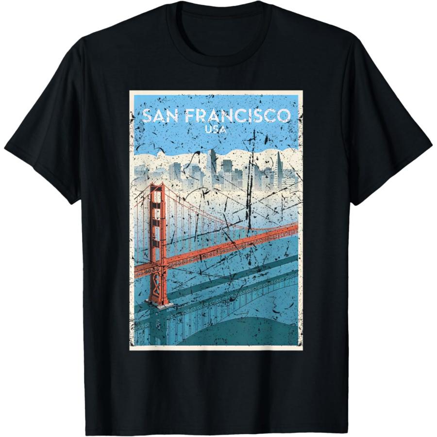 San Francisco Golden Gate Bridge Art Print Poster T-Shirt XXXXXL чёрный