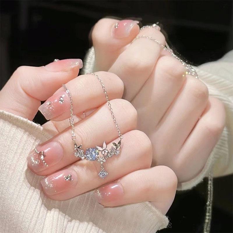 Butterfly Zirconia Water Drop Necklace for Women - Elegant Summer Design, Versatile and Luxurious Collarbone Chain.