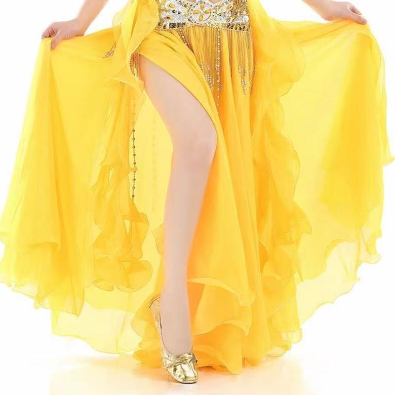 Women Belly Dance Wrap Skirt with Split Design Fashion High Waist Performances Skirt for Dancing Party and Stage Shows
