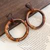Maillard Resin Bamboo Silver Needle Round Earrings: Retro Autumn/Winter Fashion, Simple Niche High-End Dangle Jewelry.