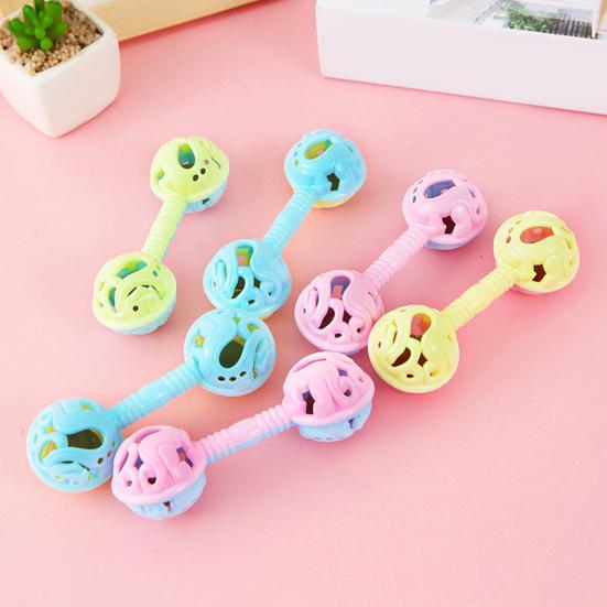 Dual Bell Baby Rattle Toy Soft Grip Shaker with Bell Sound