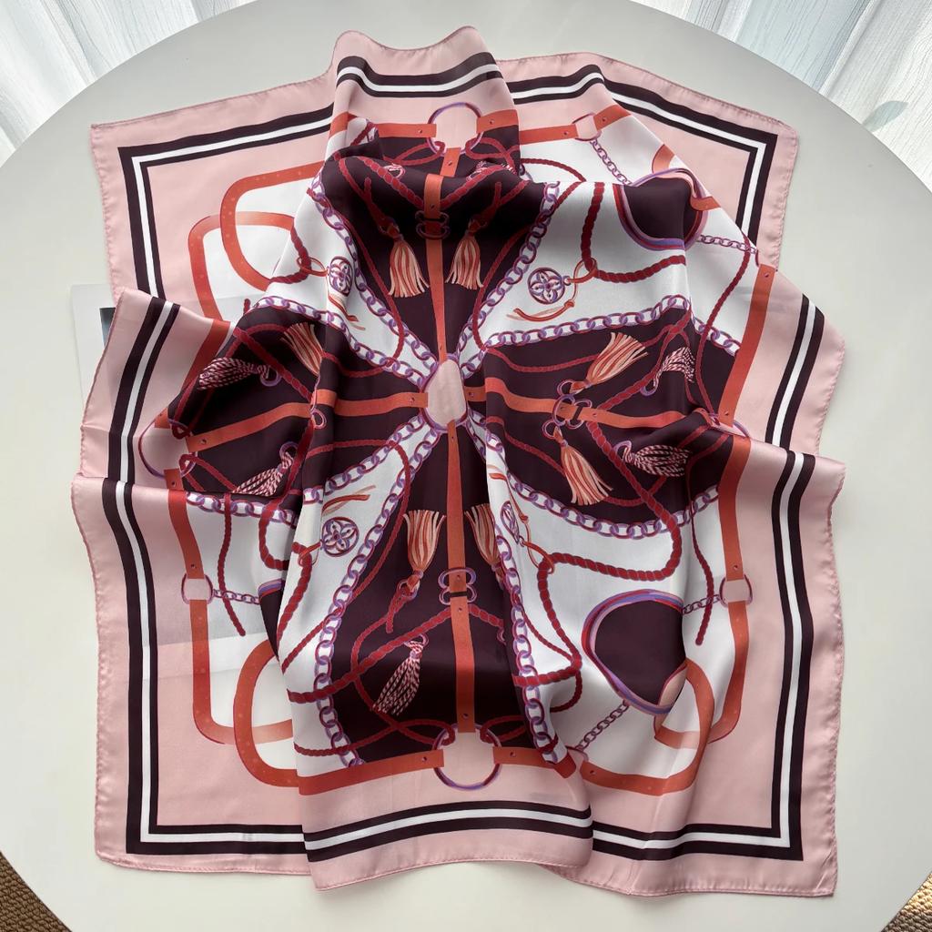 Square Scarf Silk Imitation Women Luxury Print Neckerchief Bandana Lady Shawl Scarves Wrap Head Hair Band Ties