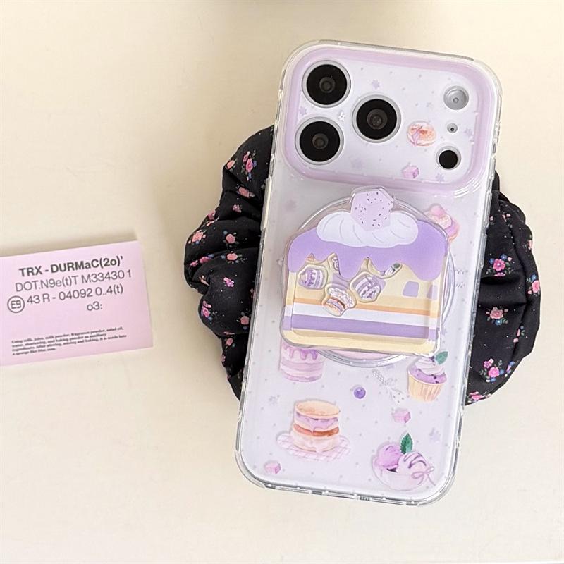Korean Taro Paste Dessert Magnetic Stand iPhone Case for 17/16 Pro Max/15/14 - Girly Design