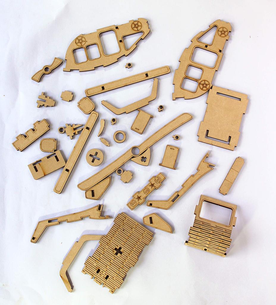 StonKraft Holz 3D Puzzle Haus Bau Modellierung Schule Einfach Braun Hubschrauber, Dekoration, Spielzeug, Bausatz, Projekt, Montage, Klein,