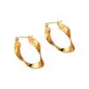 Stainless Steel Gold Color Hoop Earrings Retro Geometric Twisted Beaded C Shape Earring Jewelry For Women Daily Party Decor
