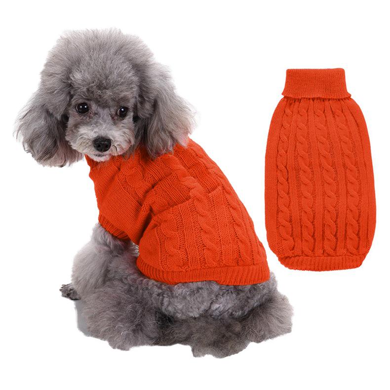 Solid Color High Neck Aran Cable Knit Sweater for Large Dogs