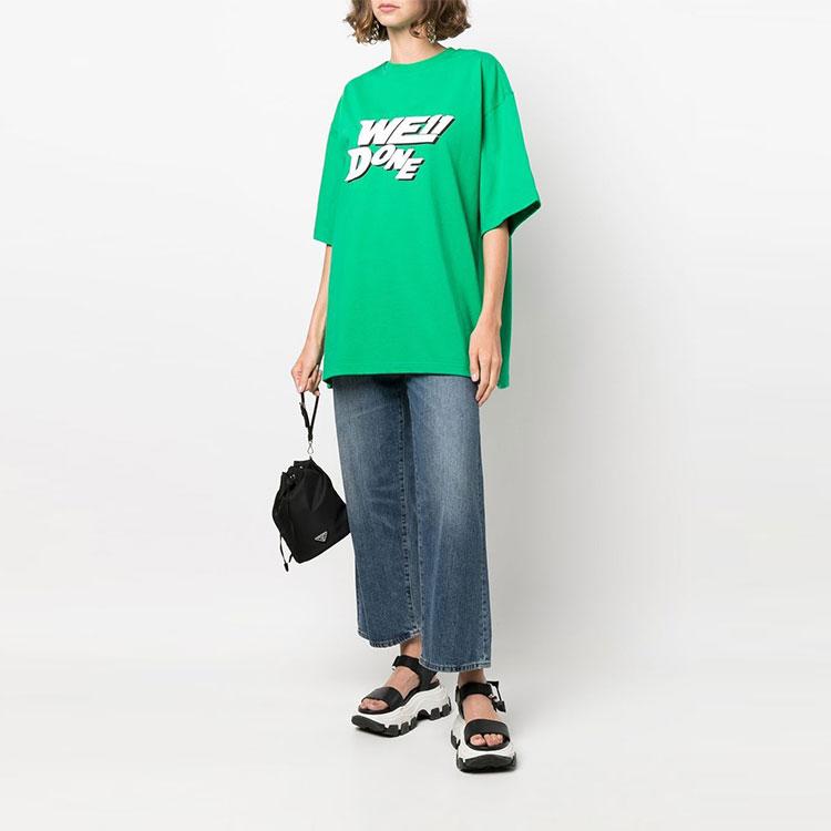 WE11DONE T-Shirts Unisex Green Crew Neck Moderate Straight Fit WD-TT1-22-630-U-GR