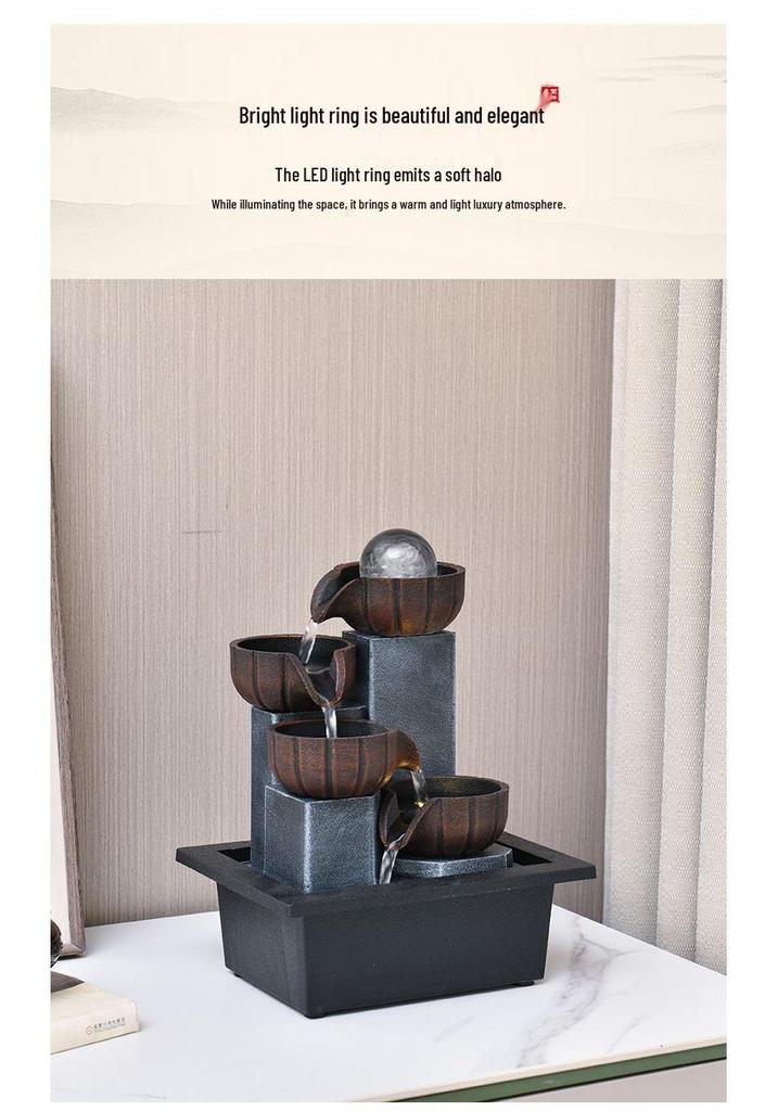 Popular Resin Water Feature: Small Zen Desktop Fountain for Wealth and Tranquility
