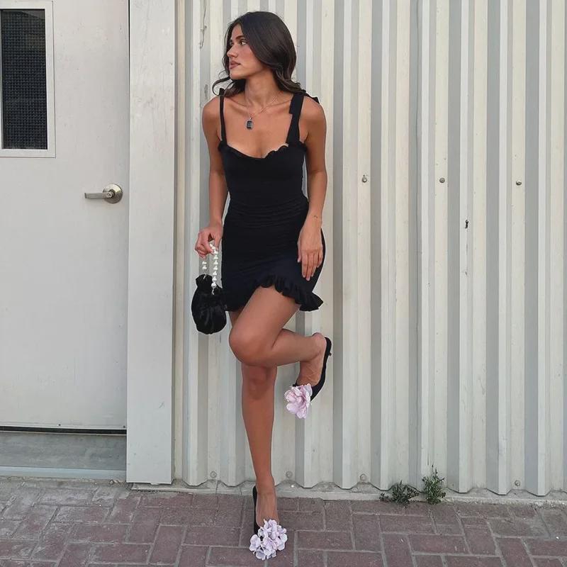 Sexy štíhlé šaty s odhalenými rameny v evropském a americkém stylu z roku 2024 pro ženy