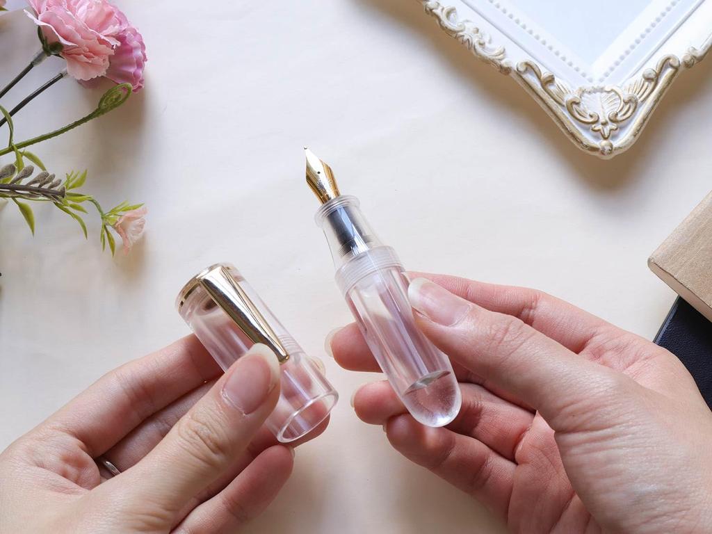 WANCHER PoChaCo Crystal Clear Mini Fountain Pen Crystal F Fine 1×one×wan (Cartridge type, Clear, Nib)
