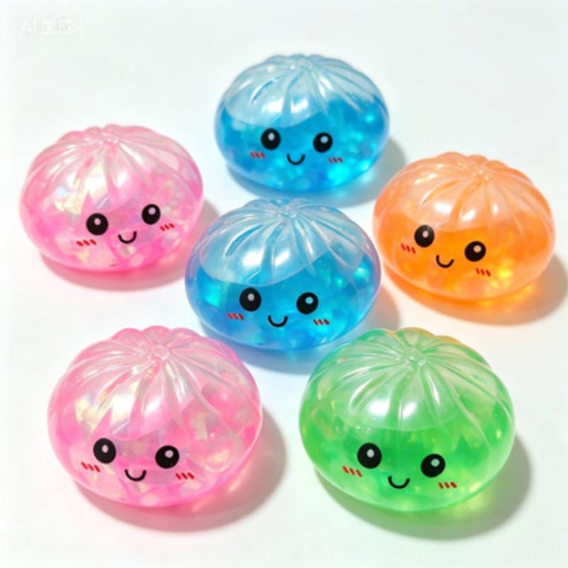 Colorful Ribbon Buns - A Fun and Colorful Shiny Style Baking Toy for Stress Relief and Venting. Transparent Coloration.