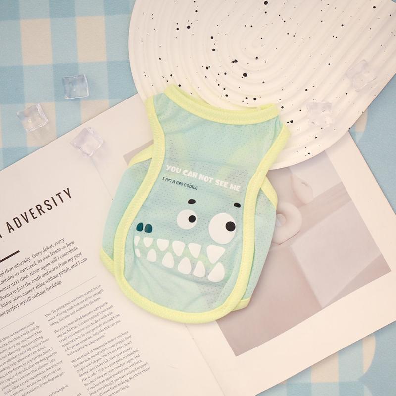 Pet Cat Dog Summer Cartoon Pattern Cool Breathable Cooling Ice Silk Vest Outdoor Tank Top Lightweight Outdoor Cool Clothes