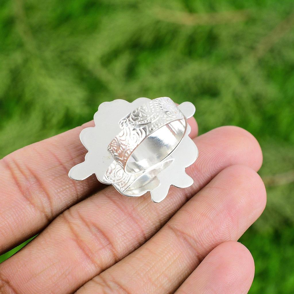 Black Onyx Gemstone Sterling Silver New Flower Anniversary Promise Ring Jewelry
