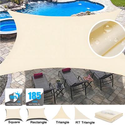 Beige Sun Shade Sail Waterproof Shade Sail for Outdoor Garden Patio Party 98% UV Block Sunscreen Awning Canopy Sunsail with Rope