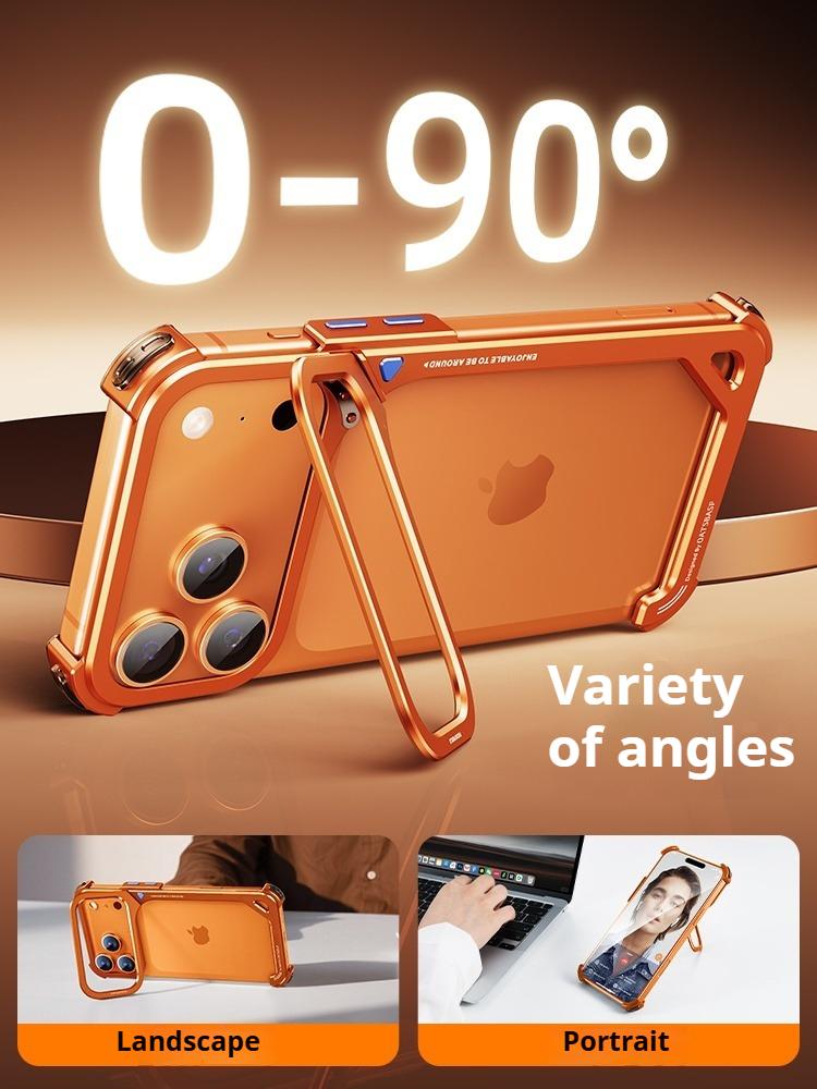 9-Shaped for iPhone 18 17 Pro Max Bumper Phone Case Metal for Magsafe Wireless Charging With Lens Holder Stand Frameless
