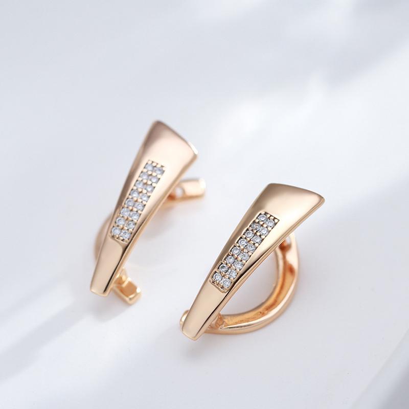 New Trendy  Rose Gold Color Drop Earrings For Women Fine Vintage Jewelry Natural Zircon Trendy One Touch Earrings