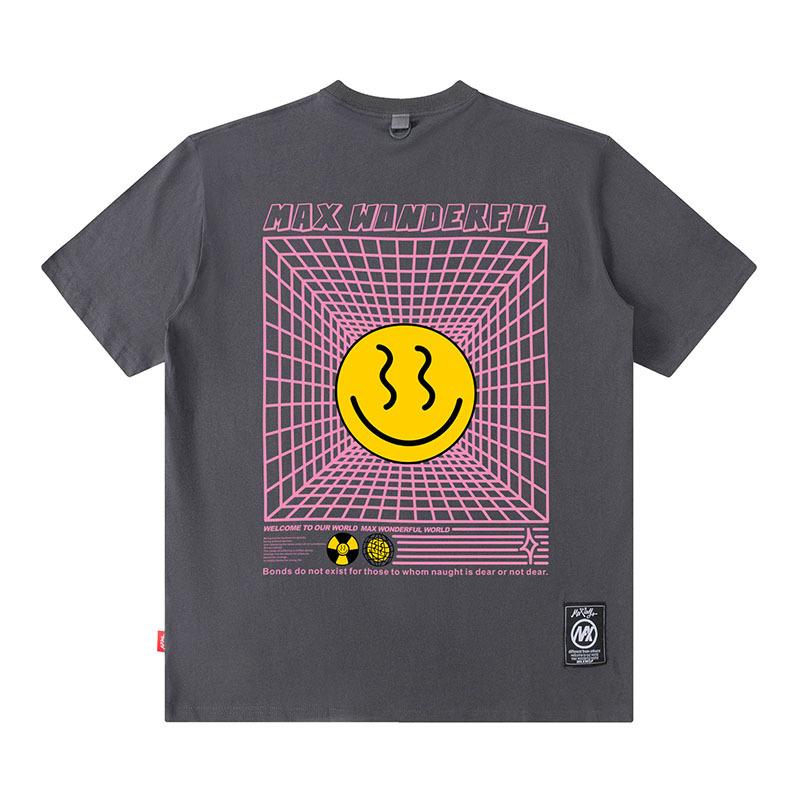 European And American Smiley Face Printing Street Tide Brand Casual Loose Cotton Short-Sleeved T-Shirt Men'S And Women'S High Street