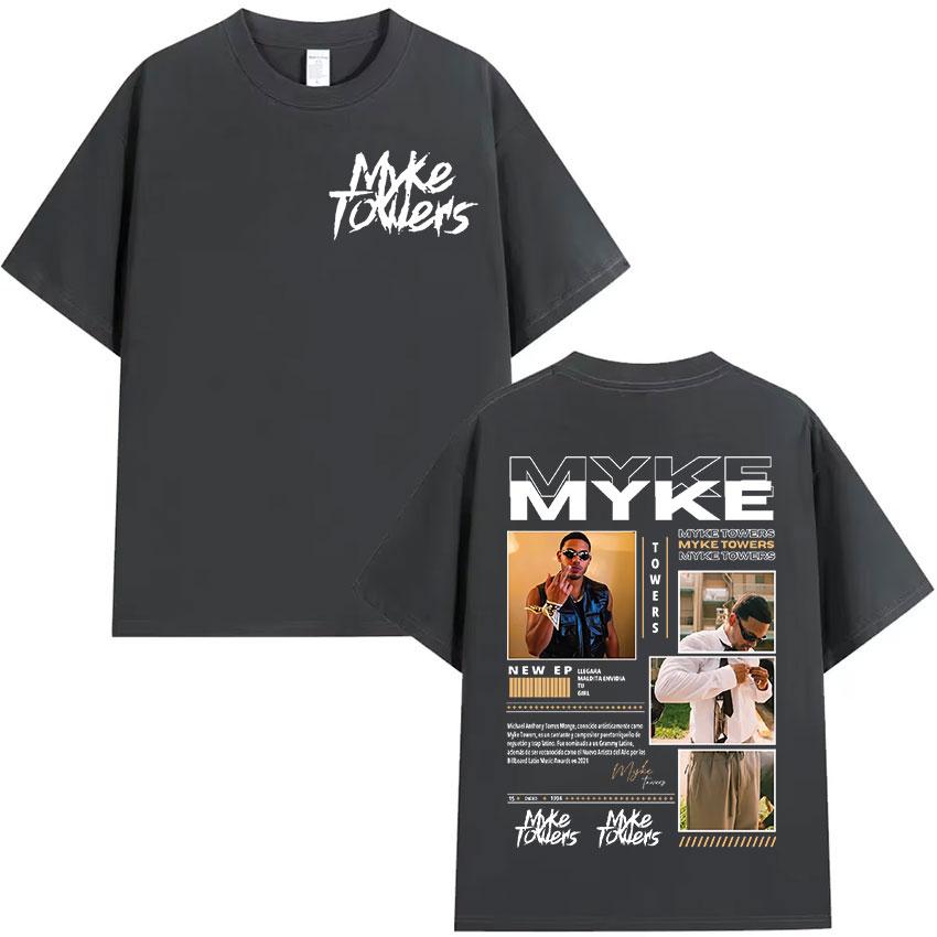 Rapper MYKE TOWERS Album 2025 Retro Graphic T Shirts Mens Hip Hop Pop Music Clothing Tshirt Man 100 Cotton Short Sleeve Tees