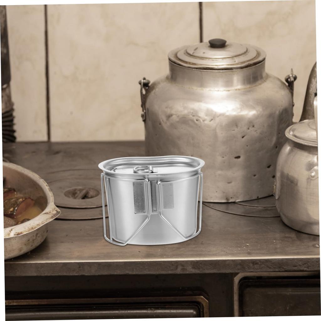 1pcs Stainless Steel Camping Pot Outdoor Food Container For Hiking Easy To Clean Suitable For Camping Picnic Backpacking Travel