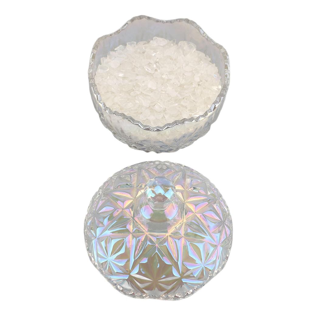 Crystal Glass Jar 400g White Crystal Degaussing Bowl Elegant Exquisite Candy Jewelry Container with