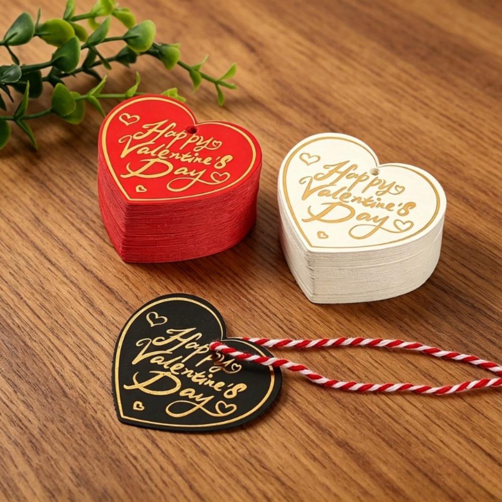 100pcs Valentine's Day Heart Gift Tags Gold Foil Printed Labels for Gift Wrapping Party Favors and Romantic Occasion Decoration