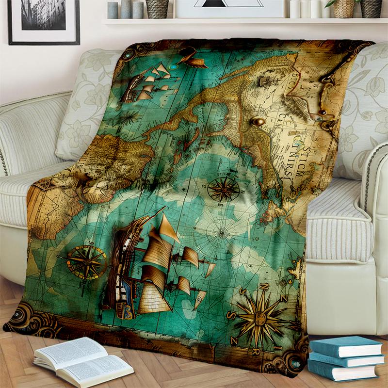 29 Style New Retro Marine Nautical Chart Compass Blanket,Soft Throw Blanket for Home Bedroom Bed Sofa Travel Office Cover Kids