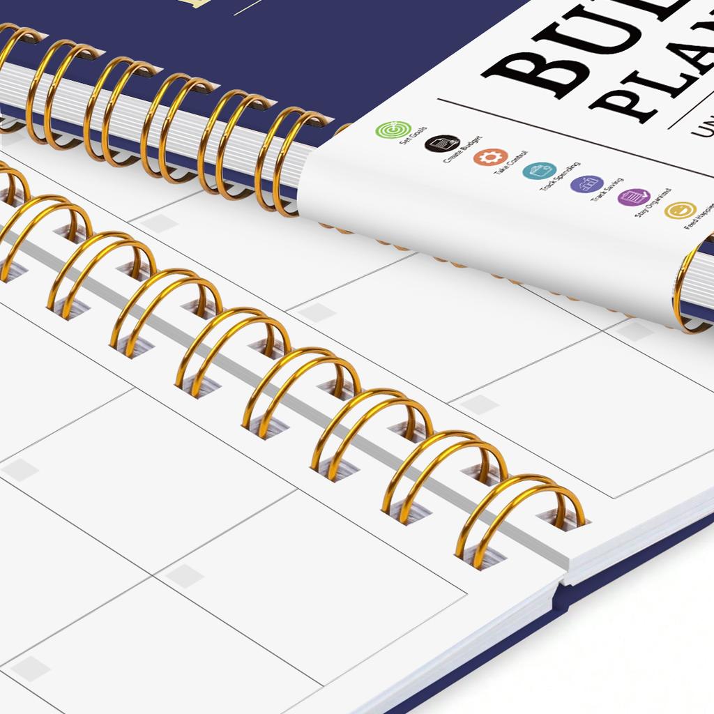 1Pc Blue Undated Budget Planner Spiral Monthly Finance Organizer With Savings Tracker Debt Tracker Expense Log Stickers