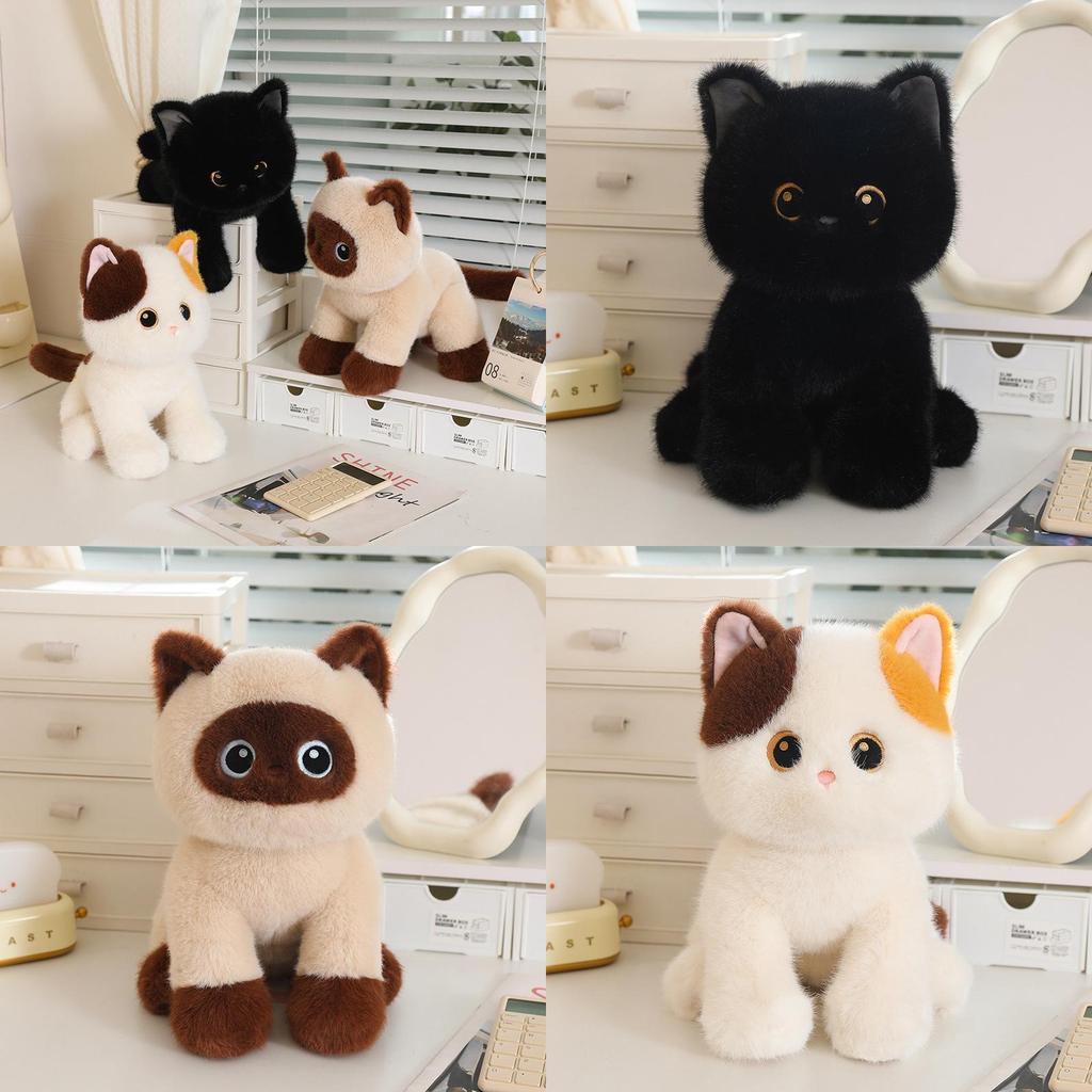 Plush Siamese Cat Toy With Pp Cotton Filling For Kids And Adults
