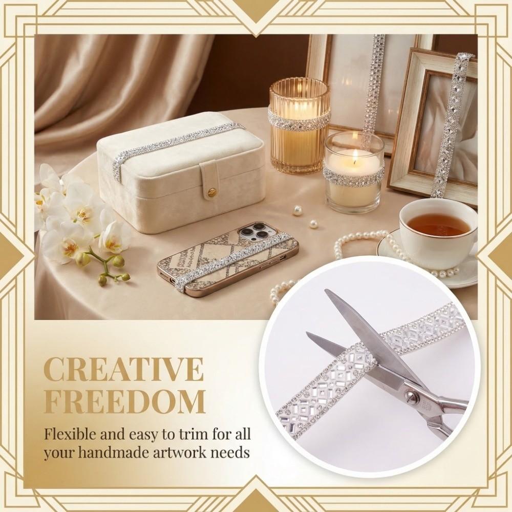 Sticky Back Rhinestone Self Adhesive Crystal Strip White Crystal DIY Crystal Rhinestone Rhinestone Tape Shoes Bag Decor