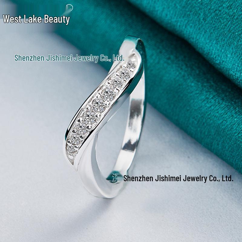 Silver Geometric Twisted Zircon Ring - Women's Classic Fashion Jewelry