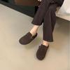 2025 autumn and winter new round-headed woolen one-word with plush warm thick-soled Mary Jane Doudou half-drag women's single shoes