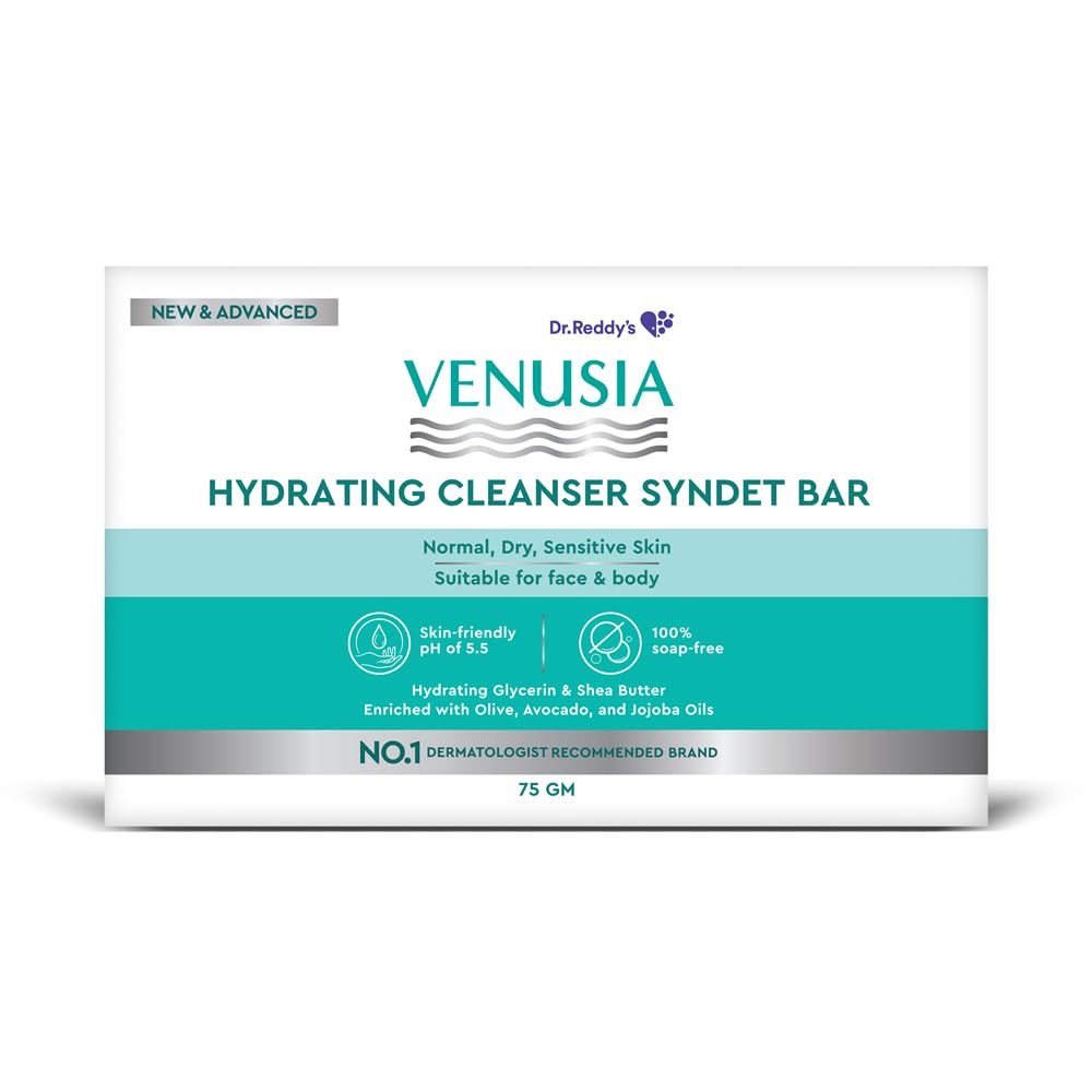 

Dr. Reddy s Venusia Hydrating Cleanser Bar 75g | Soap-Free Gentle Cleansing with Shea, Olive & Avocado Oils